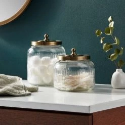 Small Glass Bath Canister Brass - Threshold™