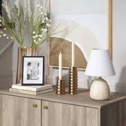 Tall Ribbed Taper Holder Gold - Threshold™