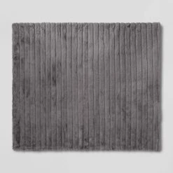 Textured Faux Fur Reversible Throw Blanket - Threshold™ Gray