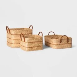 Braided Water Hyacinth Basket with Faux Leather Handles - Threshold™ -Threshold Sales Shop GUEST 7f50e5e8 825e 46f4 82ad d322a9f757f4