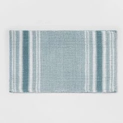 20"x34" Low Chenille Memory Foam Bath Rug - Threshold™ Aqua Stripe -Threshold Sales Shop GUEST 88e8ecd3 6825 4055 bdd3 bcf15cabeccc