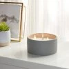3 Wick 14oz Matte Textured Ceramic Wooden Wick Candle Gray / Lavender Eucalyptus - Threshold™ -Threshold Sales Shop GUEST 976b82be 08c2 4e46 a0a1 24c452341b44