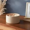 3-Wick 14oz Matte Textured Ceramic Wooden Wick Candle Ivory/Island Starfruit and Nectarine - Threshold™