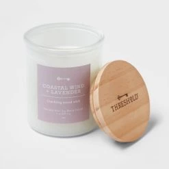 Milky White Glass Coastal Wind and Lavender Lidded Wooden Wick Jar Candle 9oz - Threshold™ -Threshold Sales Shop GUEST a3975729 5a1a 483b 9dda ac43a5a603c4