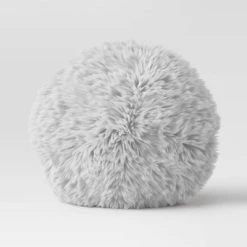 Long Faux Fur Round Throw Pillow - Threshold™ Gray -Threshold Sales Shop GUEST ab414e04 7622 4296 b4cc c7d55cccba27