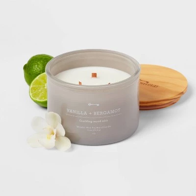 GUEST_be3f4abb-0bc2-4130-aab0-f50815cf29ab.jpg 14oz Lidded Gray Glass Jar Crackling Wooden 3-Wick Candle with Clear Label Vanilla + Bergamot - Threshold™ -Threshold Sales Shop GUEST be3f4abb 0bc2 4130 aab0 f50815cf29ab