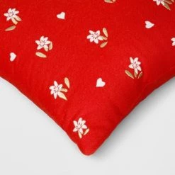 Square Embroidered Floral and Hearts Pillow Red/Pink/Metallic Gold - Threshold™ -Threshold Sales Shop GUEST d2c46684 442b 4d01 9289 76a61b298ca2