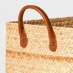 Braided Water Hyacinth Folio Basket with Faux Leather Handles - Threshold™ -Threshold Sales Shop GUEST d37c2031 c808 4988 94af e692c9c35c15