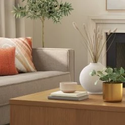 Ceramic Round Textured Vase White - Threshold™