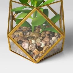 5" x 4" Artificial Succulent Plant with Brass Terrarium - Threshold™ -Threshold Sales Shop GUEST e581f30b 3349 4561 94cd 4b256f51db66