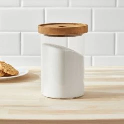 Medium Glass Storage Canister with Wood Lid - Threshold™