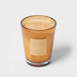 Colored Vase Glass with Dustcover Tobacco and Bergamot Candle Yellow - Threshold™ -Threshold Sales Shop GUEST ffe503cb a70b 43c3 8720 d040f0398c47